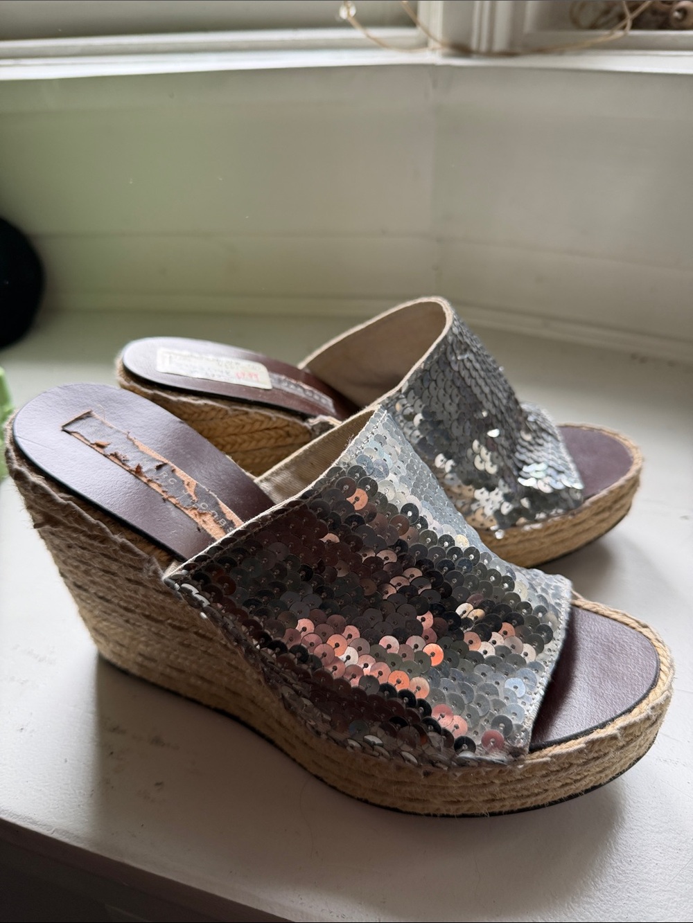 Marc Jacobs Sequin Wedge Slide Sandals - Women size 41